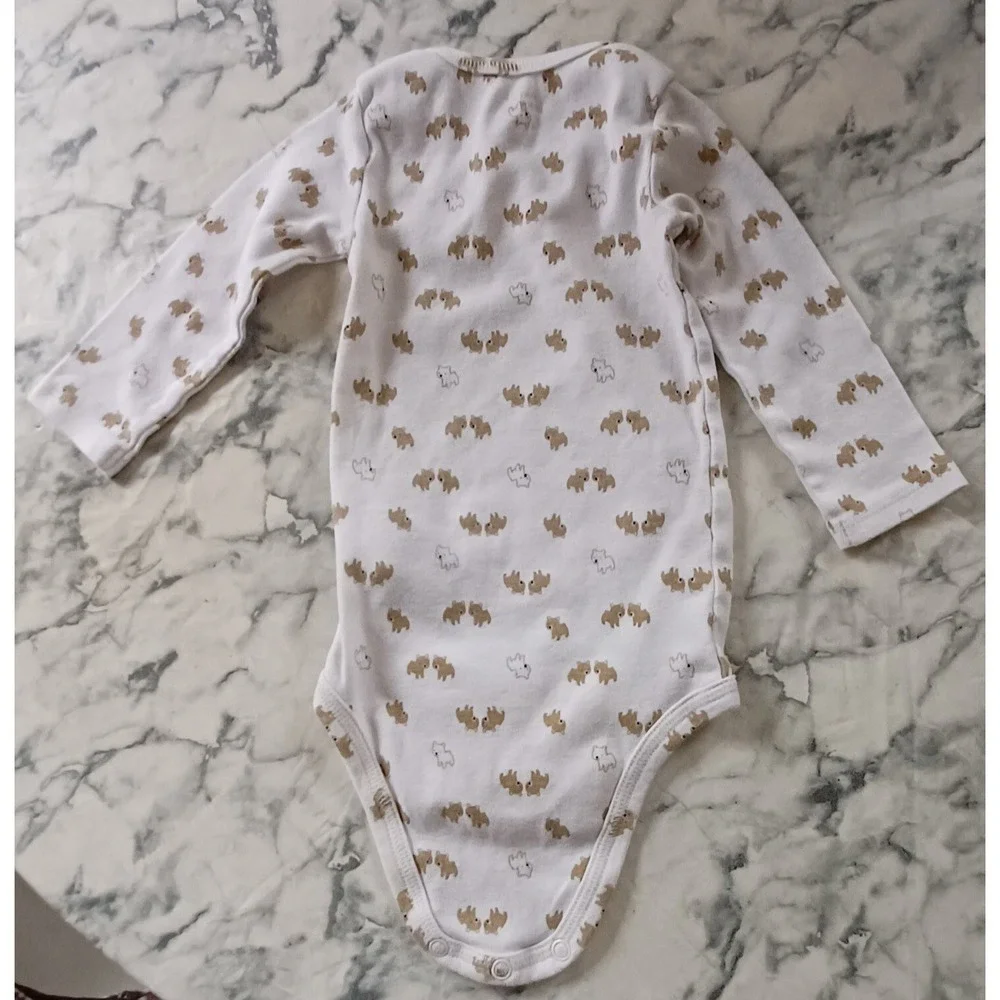 Lot of 2 Carter's Simple Joy Romper Size 12M  Red/Blue Stripes White w/Bear Cubs